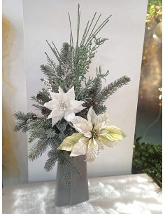 Composizione Natalizia Bianca e Argento Strani Fiori Torino