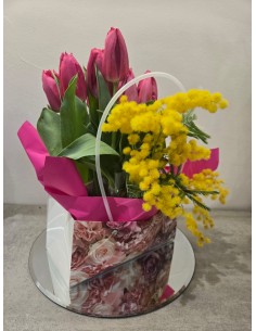 Borsetta tulipani e mimosa